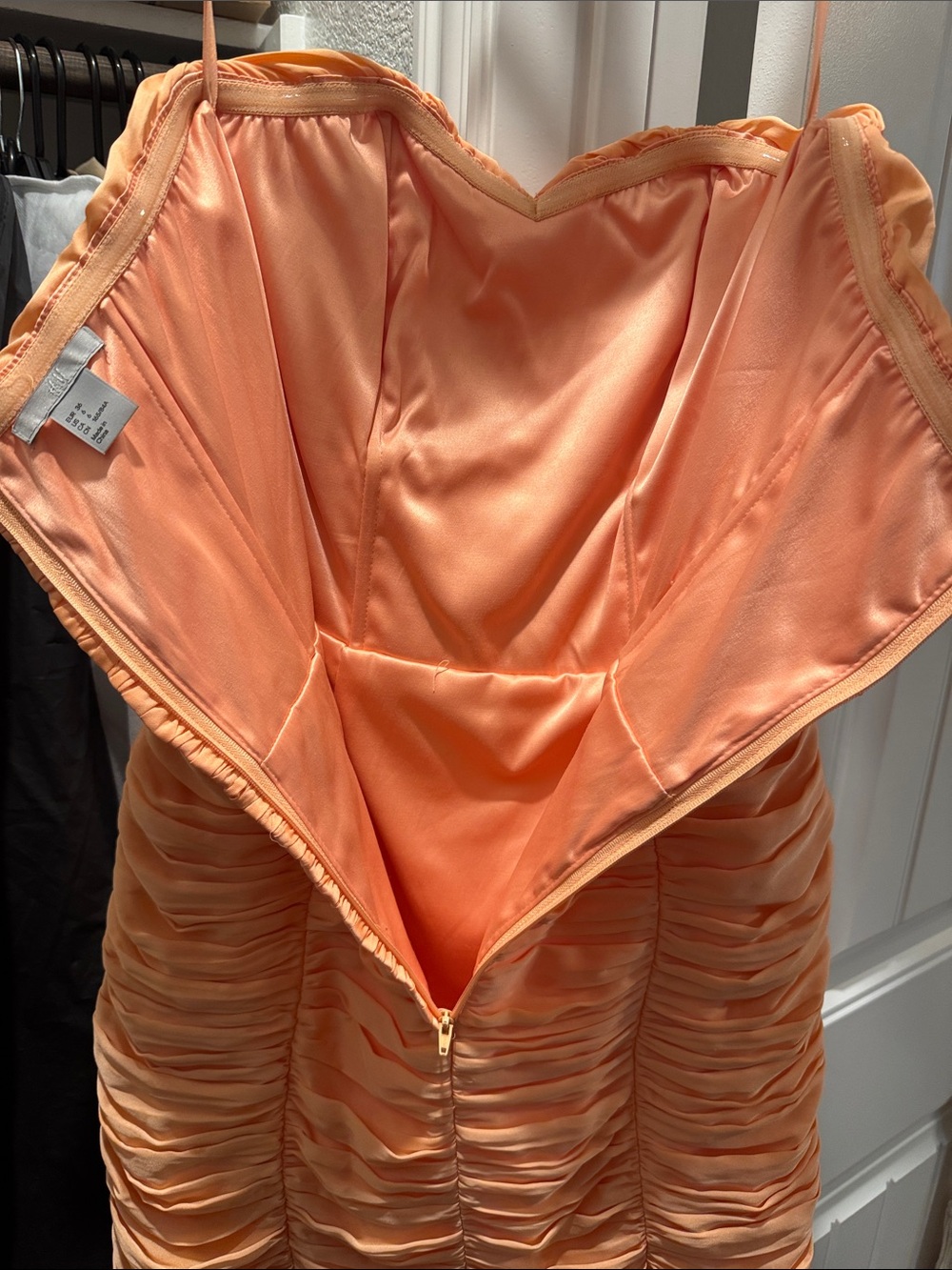 Ruched Coral Strapless Mini Dress | Bodycon Party Dress - Picture 6 of 9